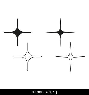 Funkelnde Symbole. Helle Glitzersymbole. Glanzeffekt-Vektor. Starburst-Grafikelemente. Stock Vektor