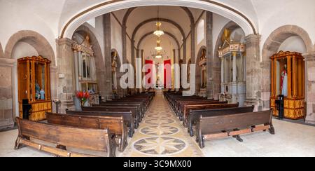 Innenansicht der Pfarrkirche unserer Lieben Frau von der Himmelfahrt, Amecameca de Juárez, Bundesstaat Mexiko, Mexiko Stockfoto