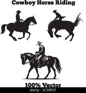 Cowboy Pferdereiten Vektor. Stock Vektor