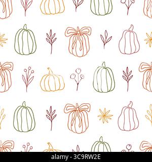 Handgezeichnetes Doodle-Muster mit Kürbissen Stock Vektor
