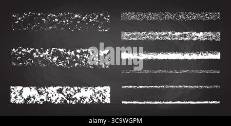 Kreidelinie horizontale nahtlose Pinsel Vektorsatz. Stock Vektor
