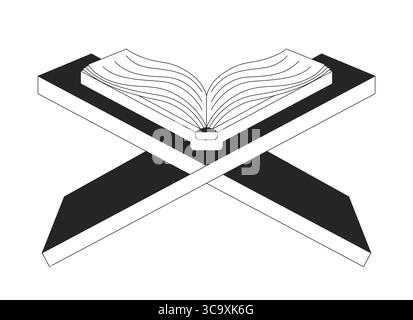 Öffnen Sie Quran auf 2D-Linienobjekt „Rehal Stativ“ Stock Vektor