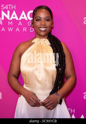 4. Februar 2023, Century City, Kalifornien, USA: Novi Brown auf dem roten Teppich des 54. NAACP Image Awards – Nominees Luncheon am Samstag, 4. Februar 2023 im Fairmont Century Plaza in Century City, Kalifornien. JAVIER ROJAS/PI (Foto: © Prensa Internacional Via ZUMA Press Wire) Stockfoto