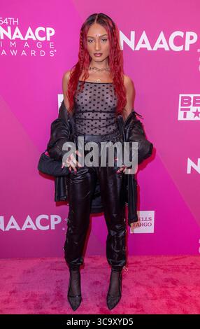 4. Februar 2023, Century City, Kalifornien, USA: Rhea Raj auf dem roten Teppich des 54. NAACP Image Awards – Nominees Luncheon am Samstag, 4. Februar 2023 im Fairmont Century Plaza in Century City, Kalifornien. JAVIER ROJAS/PI (Foto: © Prensa Internacional Via ZUMA Press Wire) Stockfoto