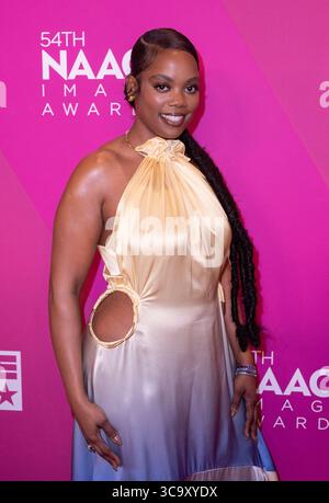 4. Februar 2023, Century City, Kalifornien, USA: Novi Brown auf dem roten Teppich des 54. NAACP Image Awards – Nominees Luncheon am Samstag, 4. Februar 2023 im Fairmont Century Plaza in Century City, Kalifornien. JAVIER ROJAS/PI (Foto: © Prensa Internacional Via ZUMA Press Wire) Stockfoto