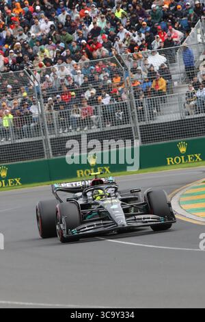 April 2023: LEWIS HAMILTON während des Qualifyings beim Formel-1-Grand-Prix von Australien am 1. April 2023 in Melbourne (Foto: © Christopher Khoury/Australian Press Agency via ZUMA Wire) Stockfoto
