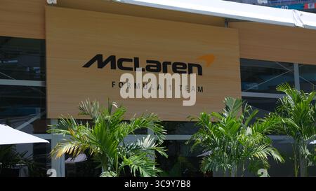 April 2023, Miami, FL, USA: 4. MAI, 2023: McLaren während der Grand Prix Rennwoche in Miami Gardens, FL. Jason Pohuski/BMR (Bild: © Jason Pohuski/BMR via ZUMA Press Wire) Stockfoto
