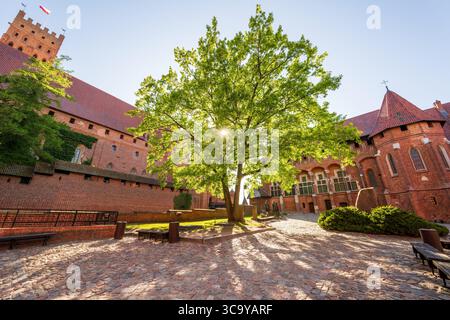 Malbork am Fluss Nogat die größte mittelalterliche Ziegelburg Polens. Stockfoto