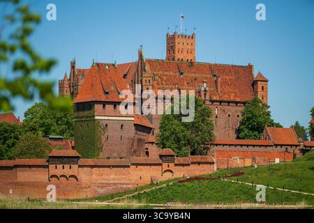 Malbork am Fluss Nogat die größte mittelalterliche Ziegelburg Polens. Stockfoto