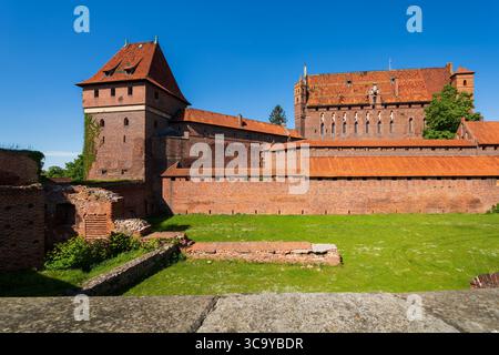 Malbork am Fluss Nogat die größte mittelalterliche Ziegelburg Polens. Stockfoto