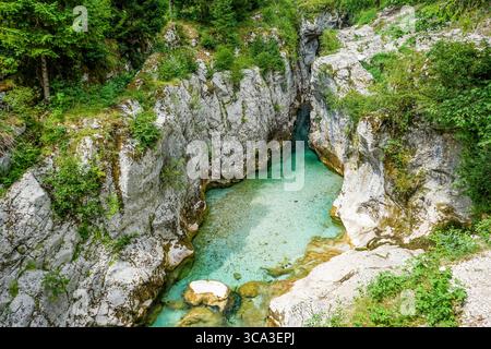 Große Soča-Schlucht, Nationalpark Triglav, Slowenien Stockfoto