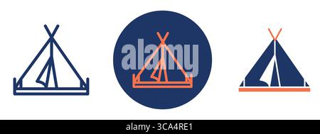 Zeltsymbol für Camping und Outdoor-Abenteuer in der Natur. Stock Vektor