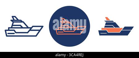 Yachtsymbol für Luxusreisen und Abenteuer auf dem Meer. Stock Vektor