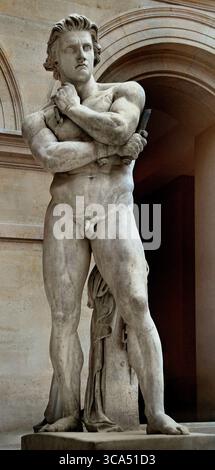 Spartacus Rebellen Gladiator erhob 1830 eine Armee von Sklaven gegen Rom von Denis Foyatier. 1793-1863. Frankreich Französisches Museum Louvre Paris. (Spartacus war ein thrakischer Gladiator (Thraex), der einer der entflohenen Sklavenführer im Dritten Servilen Krieg war, einem großen Sklavenaufstand gegen die Römische Republik.) Denis Foyatier war ein französischer Bildhauer im neoklassizistischen Stil. Stockfoto