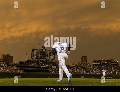 3. April 2023: Chicago Cubs verließ den Feldspieler Ian Happ und tritt am 13. Juni 2022 im Wrigley Field in Chicago gegen die San Diego Padres an. (Foto: © Brian Cassella/Chicago Tribune via ZUMA Press Wire) Stockfoto