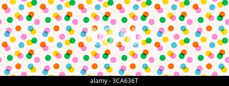 Hintergrund mit buntem Punktmuster und überlappenden Kreisen in Rosa, Grün, Orange, Gelb und Blau auf hellem Hintergrund. Konfetti-Muster Stock Vektor