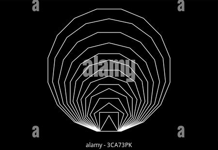 Heilige Geometrie, Symbol des weißen Polygons im goldenen Verhältnis, geometrische Symbolik, Logo-Symbol, Vektorillustration isoliert auf schwarzem Hintergrund Stock Vektor