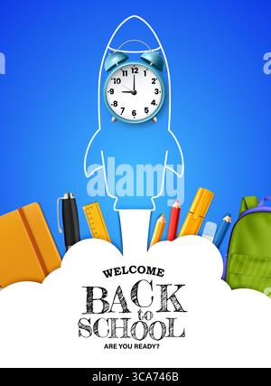 Back-to-School-Banner mit Realistic Stock Vektor
