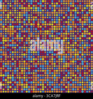 Musterdesign. Kreise in mehreren Farben. Stummgeschaltete Töne mit kontrastierenden Akzenten auf dunklem Hintergrund. Fesselnde Vektorillustration. Stock Vektor
