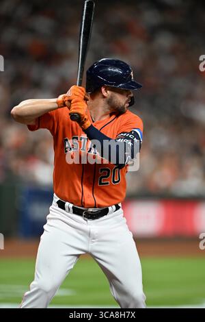 16. Juni 2023, Houston, Texas, Vereinigte Staaten: Chas McCormick (20) des Houston Astros-Mittelfeldspielers Chas McCormick (20) während des MLB-Interleague-Spiels zwischen den Cincinnati Reds und den Houston Astros am Freitag, den 16. Juni 2023, im Minute Maid Park in Houston, Texas. Die Roten besiegten die Astros mit 2:1. (Bild: © Tom Walko/ZUMA Press Wire) Stockfoto