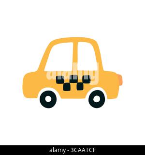 Taxi-Symbol. Gelb karierte Kabine. Cartoon-Auto Stock Vektor