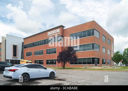 Clinton, NY – 25. Juli 2025: Indium Corporation ist ein weltweit tätiger Werkstofflieferant und Hersteller von Materialien für Elektronik, Halbleiter und Dünnfilme Stockfoto