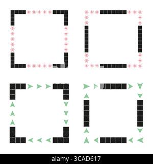 Geometrischer Froschrahmen. Quadratischer Rand. Abstraktes Eckdesign. Stock Vektor