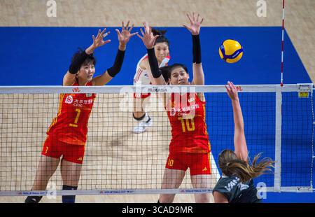 Juni 2023, Hongkong, Hongkong SAR, China: FIVB Volleyball Nations League Hongkong 2023, China vs Kanada, Hongkong Coliseum, Hung Hom, Hongkong, Hongkong, HONGKONG SAR, CHINA (Kreditbild: © Jayne Russell/ZUMA Press Wire) Stockfoto