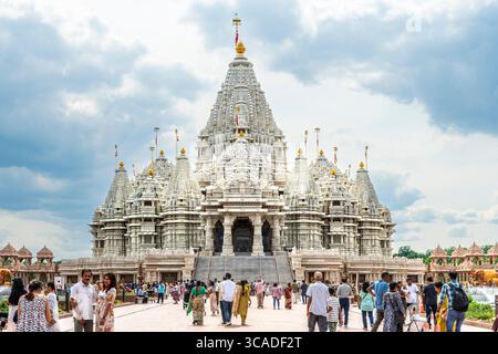 Robbinsville, NJ - USA - 2. August 2025 Akshardham Mahamandir ist das zweitgrößte Hindu-mandir der Welt und das größte im Westen Stockfoto