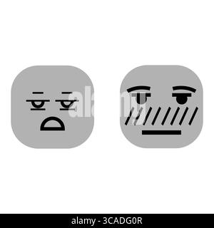 Gelangweiltes Emoji-Symbol. Scheues, rötendes Gesicht. Symbol für emotionale Zustände Vektor. Feeling Illustration Set. Stock Vektor