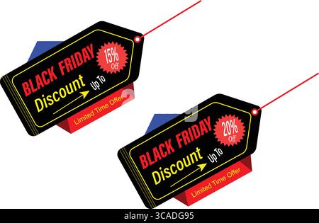 Moderner schwarzer freitag-Rabatt-Tag-Vektor in schwarz und gelb begrenzte Zeit Verkauf Label Design Stock Vektor