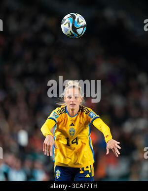 11. August 2023: Nathalie Bjorn (Schweden) kontrolliert den Ball während eines Spiels , AT , . Kim Price/CSM (Kreditbild: © Kim Price/CSM via ZUMA Press Wire) Stockfoto