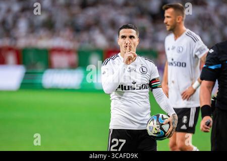 3. September 2023, Warschau, Polen: Josue Pesqueira von Legia Gesten während des Polnischen PKO Ekstraklasa League Spiels zwischen Legia Warszawa und Widzew Lodz im Marschall Jozef Pilsudski Legia Warschau Municipal Stadium. Endstand; Legia Warszawa 3:1 Widzew Lodz. (Foto: © Mikolaj Barbanell/SOPA Images via ZUMA Press Wire) Stockfoto