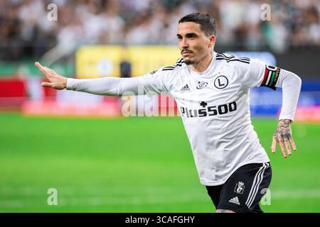 3. September 2023, Warschau, Polen: Josue Pesqueira aus Legia feiert ein Tor während des Polnischen PKO Ekstraklasa League-Spiels zwischen Legia Warszawa und Widzew Lodz im Marschall Jozef Pilsudski Legia Warschau Municipal Stadium. (Foto: © Mikolaj Barbanell/SOPA Images via ZUMA Press Wire) Stockfoto