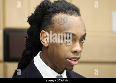 Juli 2023, Ft. Lauderdale, FL, USA: Jamell Demons, besser bekannt als Rapper YNW Melly, wird am 12. Juli 2023 im Broward County Courthouse in Fort Lauderdale, Florida, gezeigt. Dämons, 22, wird beschuldigt, zwei Rapper getötet zu haben und sich verschworen zu haben, um es wie eine Drive-by-Schießerei im Oktober 2018 aussehen zu lassen. (Foto: © Amy Beth Bennett/South Florida Sun-Sentinel via ZUMA Press Wire) Stockfoto