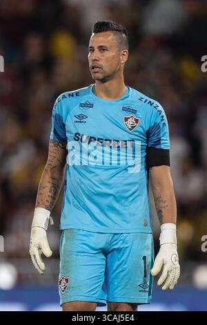 Rio De Janeiro, Brasilien. August 2025. RIO DE JANEIRO, BRASILIEN - 06. AUGUST: FABIO von Fluminense sieht während des Spiels zwischen Fluminense und Internacional als Teil der Copa do Brasil 2025 im Maracana-Stadion am 06. August 2025 in Rio de Janeiro, Brasilien. Quelle: Ruano Carneiro/Alamy Live News Stockfoto
