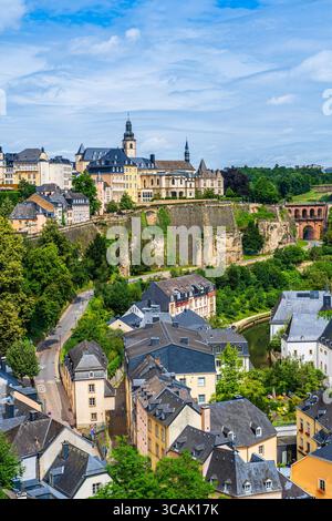 Wunderschöne Skyline der Stadt Luxemburg, Großherzogtum Luxemburg Stockfoto