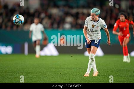 1. August 2023: Megan Rapinoe (USA) kontrolliert den Ball während eines Spiels , AT , . Kim Price/CSM (Kreditbild: © Kim Price/CSM via ZUMA Press Wire) Stockfoto