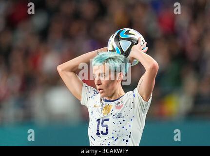 1. August 2023: Megan Rapinoe (USA) schaut während eines Spiels zu, bei , , . Kim Price/CSM (Kreditbild: © Kim Price/CSM via ZUMA Press Wire) Stockfoto