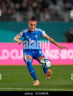 24. Juli 2023: Barbara Bonansea (Italien) schießt während eines Spiels der Gruppe G - FIFA Frauen-Weltmeisterschaft Australien & Neuseeland 2023, Italien gegen Argentinien, in Eden Park, Auckland, Neuseeland. Kim Price/CSM (Kreditbild: © Kim Price/CSM via ZUMA Press Wire) Stockfoto