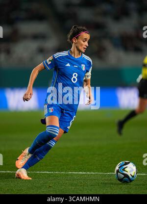 24. Juli 2023: Barbara Bonansea (Italien) kontrolliert den Ball bei einem Spiel der Gruppe G - FIFA Frauen-Weltmeisterschaft Australien & Neuseeland 2023, Italien gegen Argentinien, im Eden Park, Auckland, Neuseeland. Kim Price/CSM (Kreditbild: © Kim Price/CSM via ZUMA Press Wire) Stockfoto