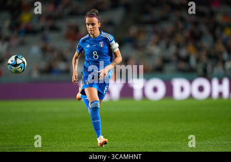 24. Juli 2023: Barbara Bonansea (Italien) kontrolliert den Ball bei einem Spiel der Gruppe G - FIFA Frauen-Weltmeisterschaft Australien & Neuseeland 2023, Italien gegen Argentinien, im Eden Park, Auckland, Neuseeland. Kim Price/CSM (Kreditbild: © Kim Price/CSM via ZUMA Press Wire) Stockfoto