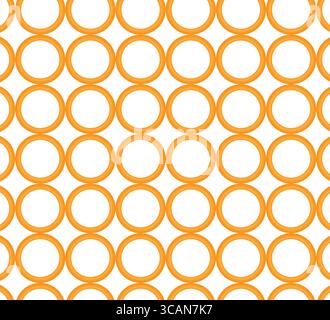 Nahtloses Muster ineinander greifender orangener Kreise auf weißem Hintergrund Stock Vektor