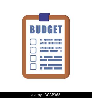 Zwischenablage mit einem Budgetdokument. Geeignet für Finanzen, Buchhaltung, Geldmanagement, Planung und Finanzpräsentationen. RU: Stock Vektor