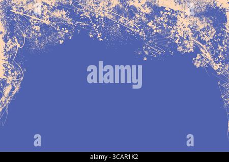 Blauer Grunge-Hintergrund mit beigefarbenem Splatter und Scribbles. Abstraktes Design mit handgezeichneter Textur. Perfekt für digitale Poster und Web Stock Vektor