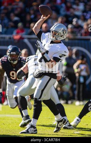 22. Oktober 2023: Raiders Quarterback #7 Brian Hoyer in Aktion während eines Spiels gegen die Chicago Bears in Chicago, IL. Mike Wulf/CSM (Kreditbild: Stockfoto