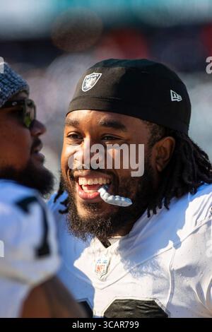 22. Oktober 2023: Raiders #66 Dylan Parham macht eine Pause während eines Spiels gegen die Chicago Bears in Chicago, Illinois. Mike Wulf/CSM (Kreditbild: Stockfoto