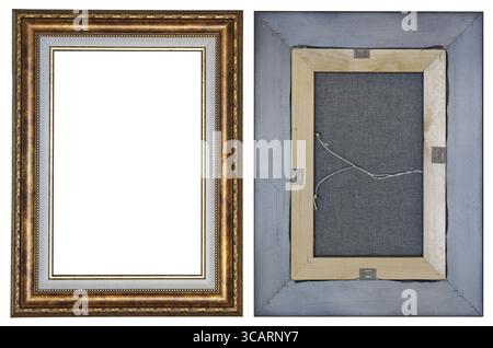 Zwei Seiten einer modernen Holzrahmen für ein kleines Bild im Retro-Stil. Auf weissem Studio shot Isoliert Stockfoto