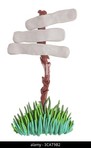 Kleinanzeigen für Werbetafeln aus Plastilin-Ton. Kindercollage Stockfoto