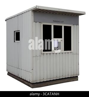 Metallstandard alter Stand auf dem Parkplatz für weiß lackierte Wachposten. Isoliert Stockfoto